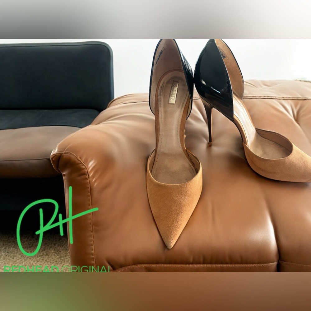 $485 SCHUTZ CAMURCA CABRA D'ORSEY SUEDE PATENT
LEATHER POINTED TOE PUMPS
SHOES
